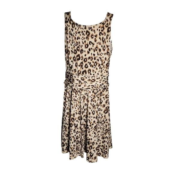 JESSICA LONDON Brown Tan Animal Print Pullover Sleeveless Dress Womens Size 16 - Picture 3 of 6